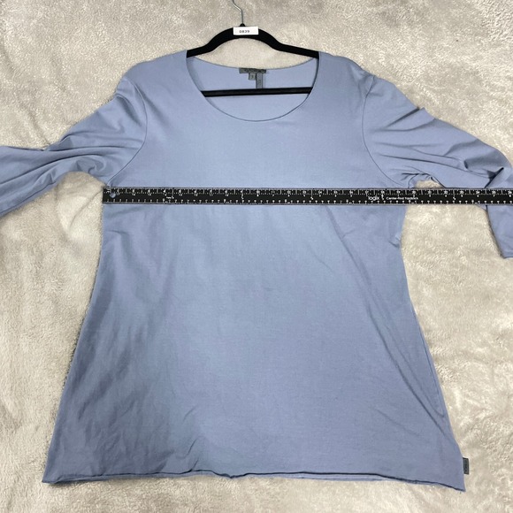 OSKA Blouse Womens 3 US 12/14 Blue 3/4 Sleeve Round Neck Viscose Soft Minimalist - Picture 12 of 14
